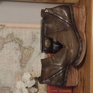 Olive Green A.S.98 platform wedge boots